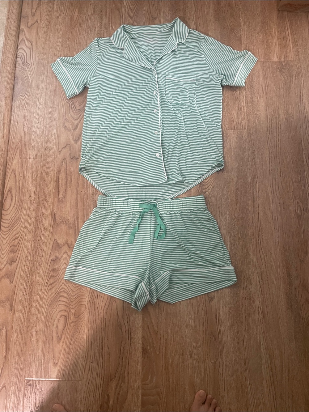 Victoria's Secret Mint Green & White Striped Short Pajama Set
